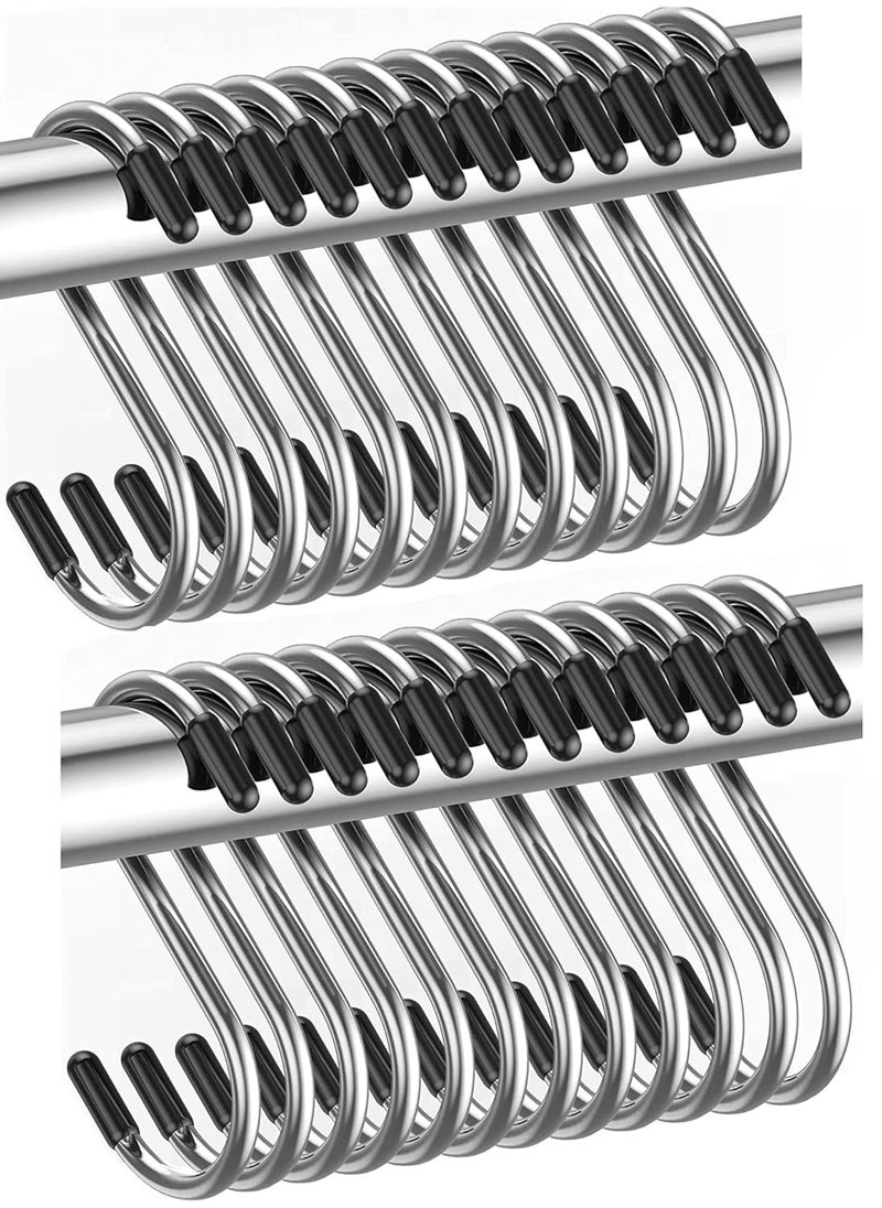 NAIDEV 24 Pack S Shape Hooks Stainless Steel for Hanging ClothesUtility Hooks Heavy Duty for Hanging Pots and Panss Hook Hanging for KitchenWardrobeShopBathroomGardenOffice Pack of 24 - Image 1