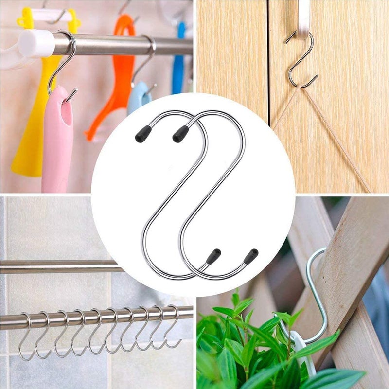 NAIDEV 24 Pack S Shape Hooks Stainless Steel for Hanging ClothesUtility Hooks Heavy Duty for Hanging Pots and Panss Hook Hanging for KitchenWardrobeShopBathroomGardenOffice Pack of 24 - Image 3