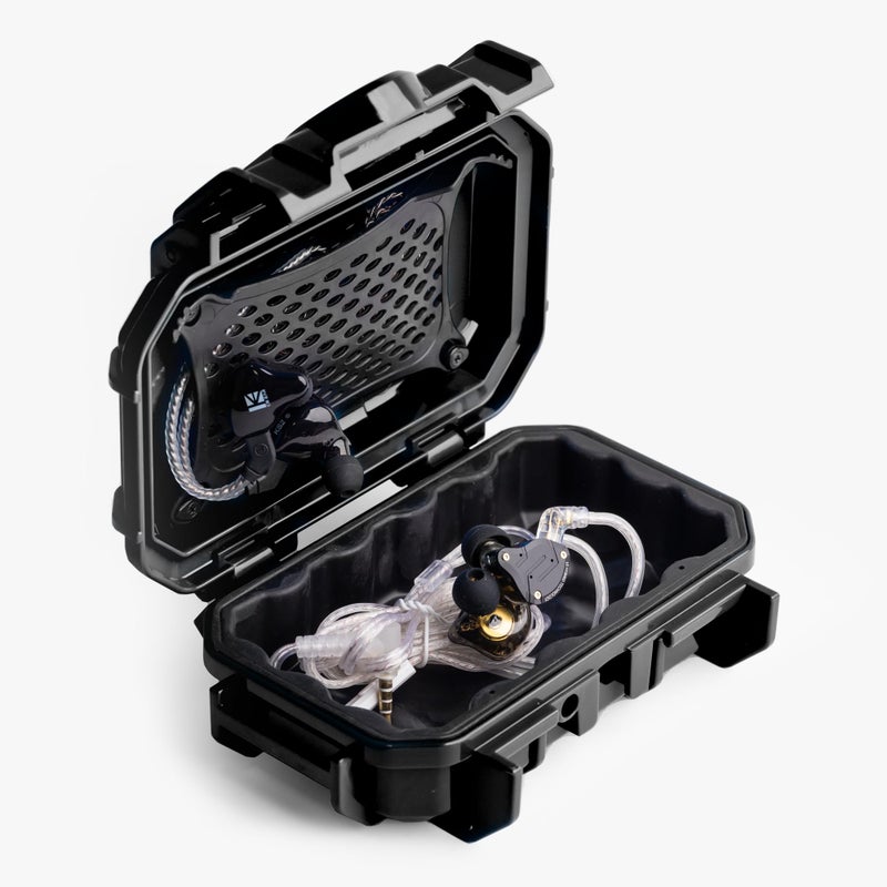 Evergreen | in Ear Monitor Protective Cases for IEM - Waterproof/USA Made - Suitable for KZ ZS10/ZS10 Pro/ZSN/ZST/AS10/AS16/Sure SE215-CL/SE201-K (52 Black) - Image 1