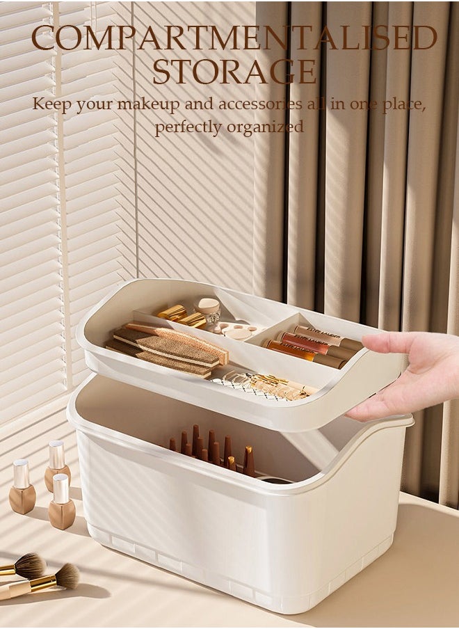 DUNISO Stack Carry Storage Box with Divided Tray, Large Art Craft and Cosmetic Stackable Storage Container Bin with Handle Lid Storage Container for Home & School & Office Supplies  - Image 3