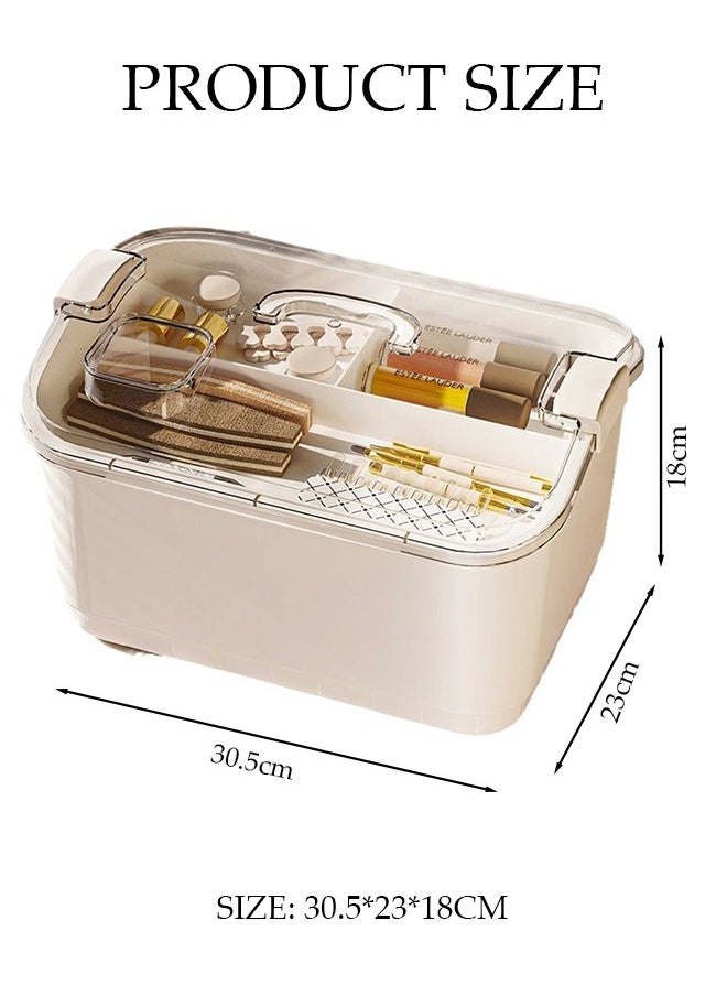 DUNISO Stack Carry Storage Box with Divided Tray, Large Art Craft and Cosmetic Stackable Storage Container Bin with Handle Lid Storage Container for Home & School & Office Supplies  - Image 2