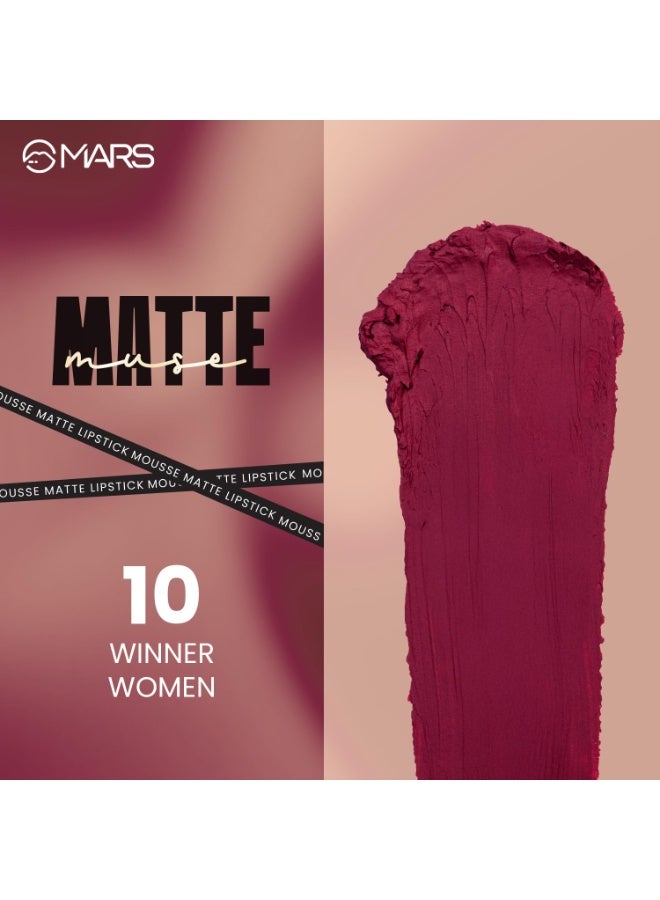 MARS Matte Muse Mousse Lipstick (3ml) (10-WINNER WOMEN) with Doe-Foot Applicator | Highly Pigmented | Smooth Texture | Hydrating Formula | Blurry Lips Effect - Image 5