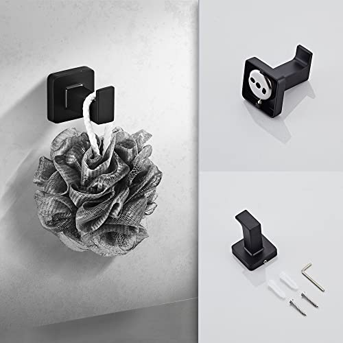 bluebyrne Matte Black Bathroom Hardware Set 4 Pieces,Towel Bar Set Stainless Steel Wall Mounted, Includes 16In Hand Towel Bar, Towel Ring, Robe Towel Hooks,Toilet Paper Holder, Bathroom Towel Rack Set - Image 5