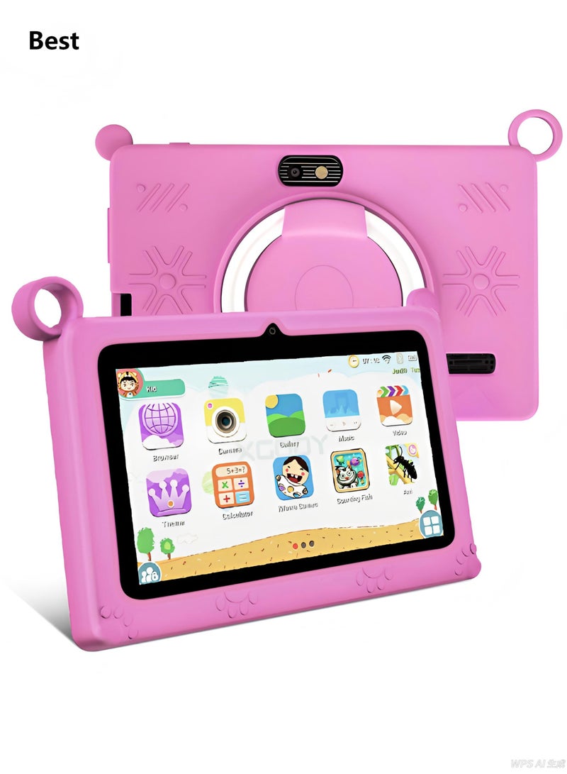 Best K7 Kids Tablet 7-Inch Display, 32GB, 2GB RAM, Wi-Fi, Pink - Image 1