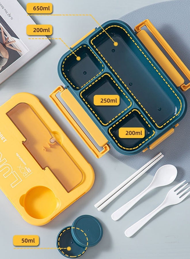 LO.BABY.VE Kids Bento Lunch Box, Lunch Containers for School with 4 Compartments, Utensils and Sauce Container, 1300ml - Image 2