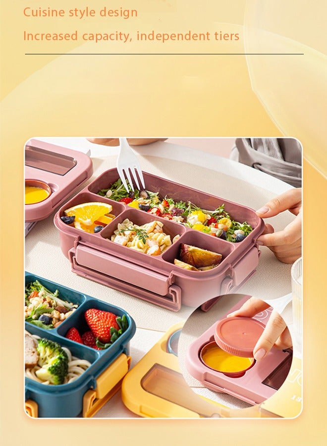 LO.BABY.VE Kids Bento Lunch Box, Lunch Containers for School with 4 Compartments, Utensils and Sauce Container, 1300ml - Image 3