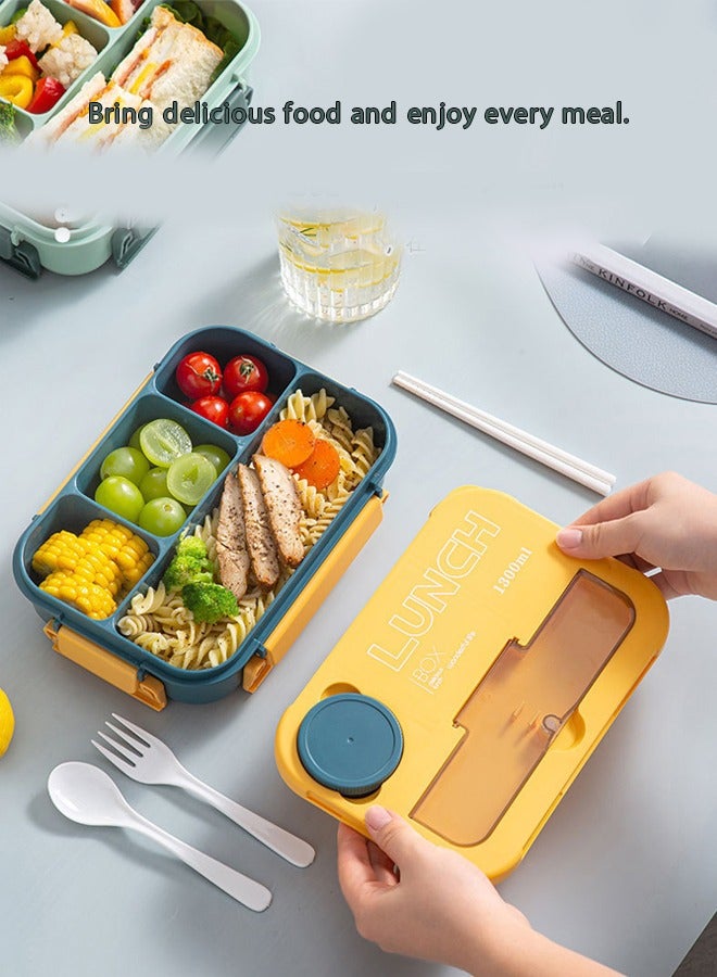 LO.BABY.VE Kids Bento Lunch Box, Lunch Containers for School with 4 Compartments, Utensils and Sauce Container, 1300ml - Image 4