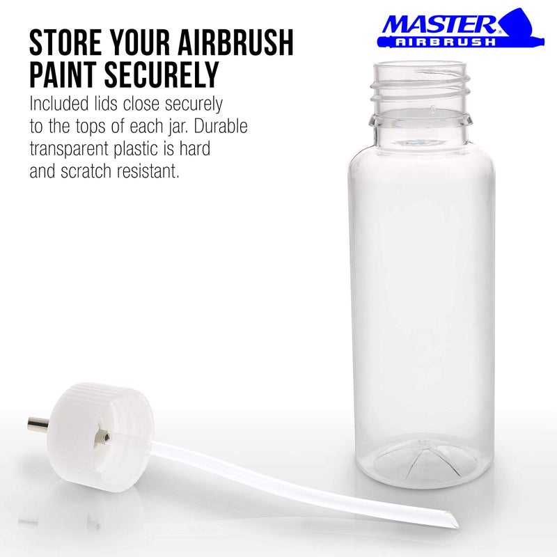 Master Airbrush (Pack of 10 TB-009 Empty 3.4-Ounce (100cc) Plastic Jar Bottles with 30Â° Down Angle Adaptor Lid Assembly - Fits Dual-Action Siphon Feed Airbrushes, Use with Master Badger Paasche Iwata - Image 3