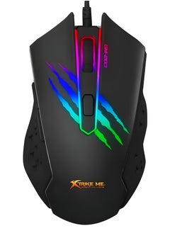 XTRIKE ME GM-203 Wired Gaming Mouse 3600 DPI Optical Sensor 7 Backlight Colors Programmable Gaming Design-BLACK
