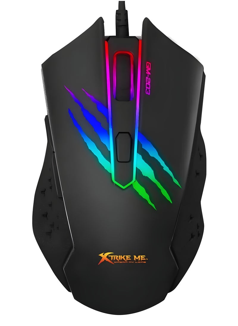 Generic - XTRIKE ME GM-203 Wired Gaming Mouse 3600 DPI Optical Sensor 7 Backlight Colors Programmable Gaming Design-BLACK - Image 1