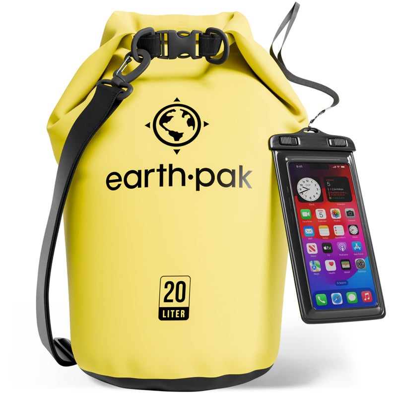 Earth Pak حقيبة إيرث باك المقاومة للماء - حقيبة ظهر مقاومة للماء مع فتحة لفة تحافظ على المعدات جافة لقوارب الكاياك مع حقيبة هاتف مقاومة للماء - Image 1