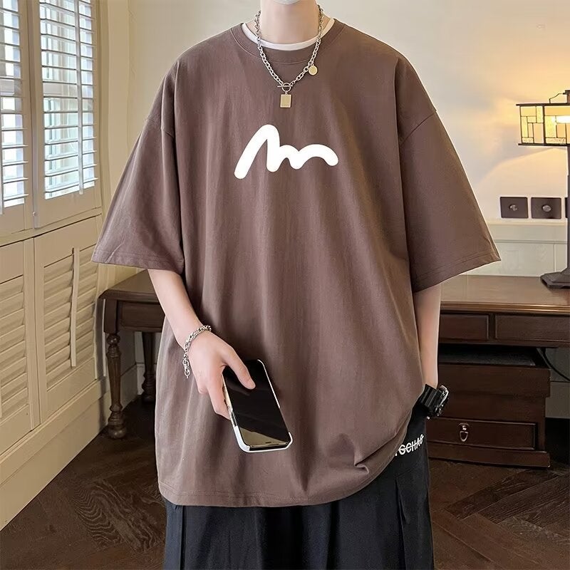 Summer Men'S T-Shirt Simple Letter Short-Sleeved Summer Loose American Style Hong Kong Style Trendy Brand Ins New Arrival Five-Point Sleeve Top For Men - Image 5
