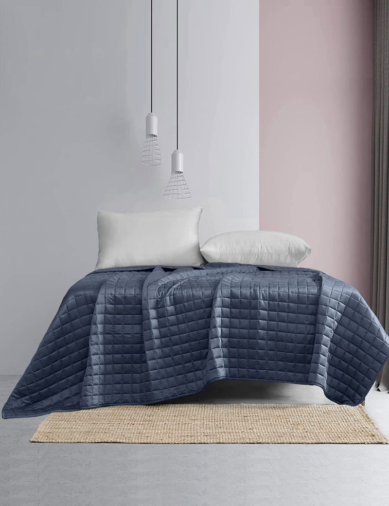 YnM Cooling Weighted Blanket for Adults, 15lbs Heavy Bed Throw for One Person of 140lbs, Perfect for Hot Sleepers or Warm Climates with Cooling Rayon/Glass Beads(60x80 Inches,Queen Bed, Blue Grey) - Image 4