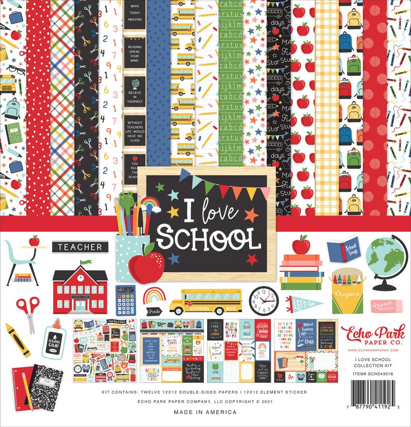 Echo Park Paper Company I Love School Collection Kit Paper 12x12Inch