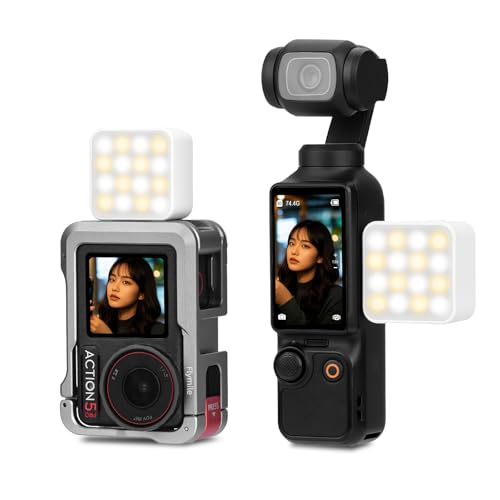 Flymile Pocket 3 Magnetic Fill Light Accessories, 6500K Adjustable Video Light for Xtra Muse with Quick-Release Cold Shoe Base, Compatible with DJI Osmo Action 5 Pro/4/3 Camera Cage Attachment, White - Image 1