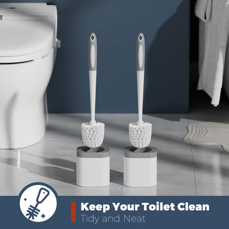Holaloha Toilet Brush, 2 Pack Toilet Brush and Holder Set Bathroom Accessories, Toilet Bowl Brush and Holder for Bathroom, White - Image 4
