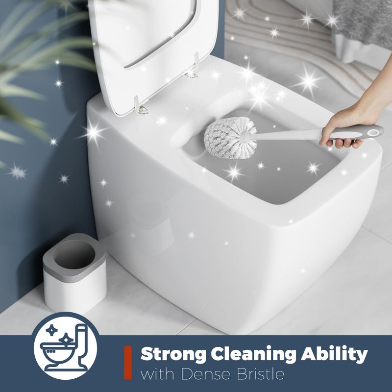 Holaloha Toilet Brush, 2 Pack Toilet Brush and Holder Set Bathroom Accessories, Toilet Bowl Brush and Holder for Bathroom, White - Image 3