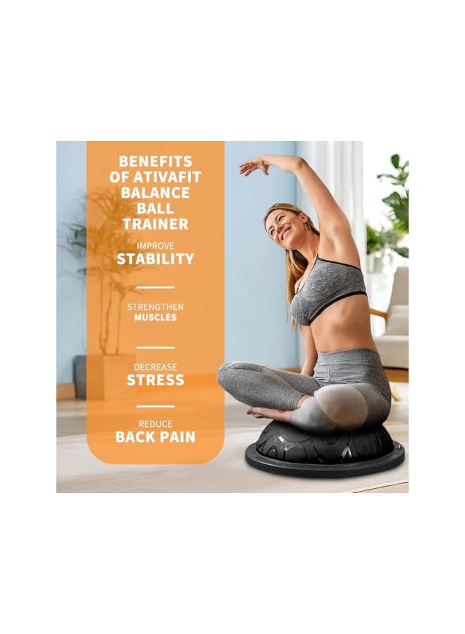 PROMASS Balance Ball Half Exercise Ball, Anti-Skid Balance Trainer Inflatable Yoga Ball For Home Gym, Workouts Core Strength Fitness Half Ball With Resistance Bands  - Image 5