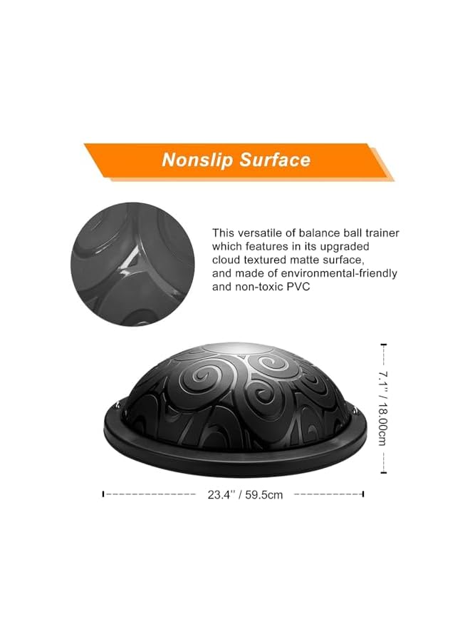 PROMASS Balance Ball Half Exercise Ball, Anti-Skid Balance Trainer Inflatable Yoga Ball For Home Gym, Workouts Core Strength Fitness Half Ball With Resistance Bands  - Image 2