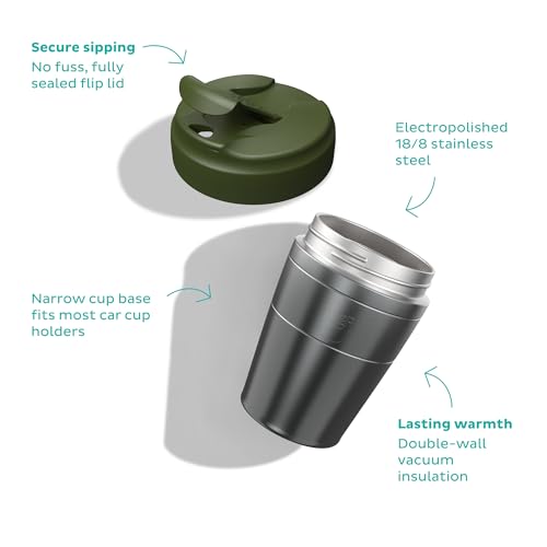 KeepCup Commuter Travel Mug - Insulated Stainless Steel Reusable Coffee Cup with Spillproof Flip Lid - 16oz/454ml - Dark Chocolate - Image 3