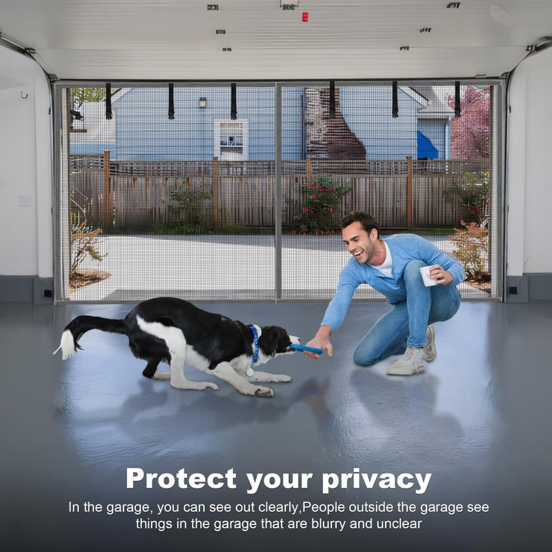 LIAMST Privacy Garage Door Screen Blackout for 2 Car Garage-16x7FT Privacy Silver Grey Heavy Duty Magnetic Garage Screen, Hands Free, Magnetic Privacy Garage Screen Door - Image 4