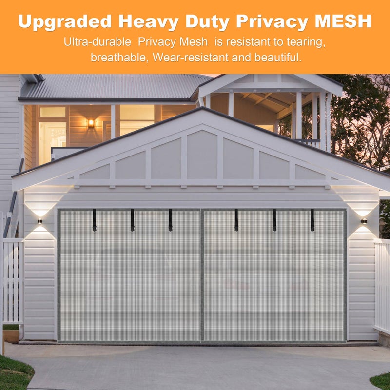 LIAMST Privacy Garage Door Screen Blackout for 2 Car Garage-16x7FT Privacy Silver Grey Heavy Duty Magnetic Garage Screen, Hands Free, Magnetic Privacy Garage Screen Door - Image 5