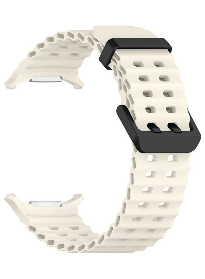 MARGOUN Strap Silicone Replacement for Samsung Galaxy Watch 8 Ultra Band 47mm, Rugged Soft Ocean Silicone Sport Accessory Fit for Samsung Galaxy Watch Ultra Band Dual Row Hole - Starlight - Image 2