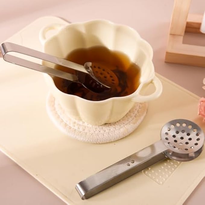 DILUSILK 2 Pcs Tea Bag Squeezer Tongs Stainless Steel Teabag Squeezer Tool Tea Bag Strainer Tea Bag Tongs NonSlip Kitchen Mini Serving Tong Or Kitchen Tea Bag Squeezer Tongs - Image 4