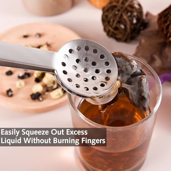 DILUSILK 2 Pcs Tea Bag Squeezer Tongs Stainless Steel Teabag Squeezer Tool Tea Bag Strainer Tea Bag Tongs NonSlip Kitchen Mini Serving Tong Or Kitchen Tea Bag Squeezer Tongs - Image 3