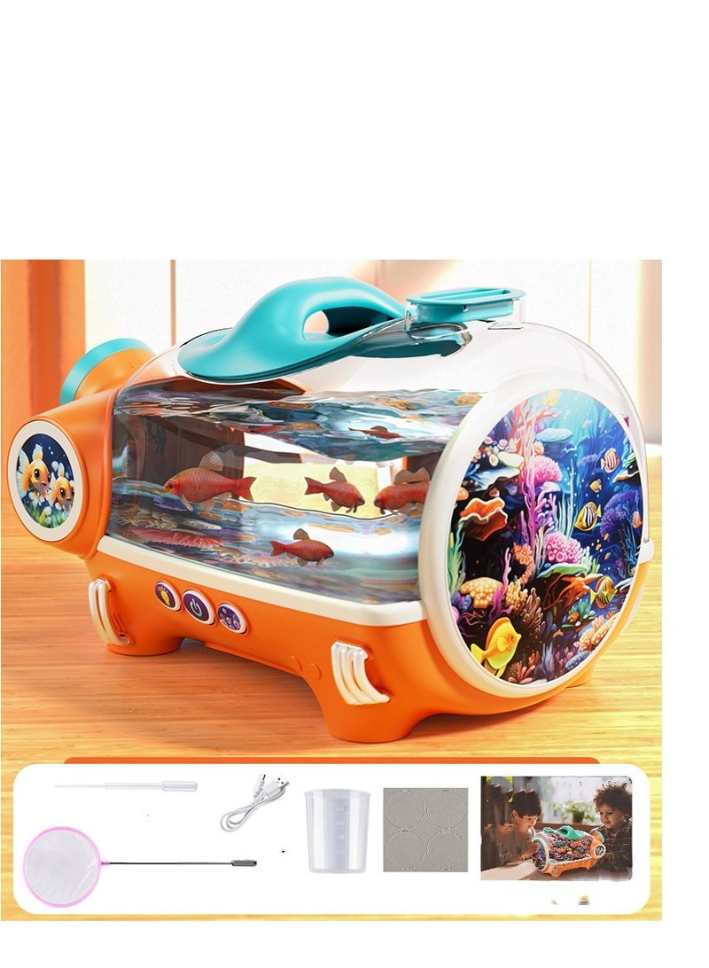 Baby Aquarium Fish Tank Observation Box Electric Oxygenation Scientific Observation with Light Dreamy Aquarium Educational Toy - Image 1