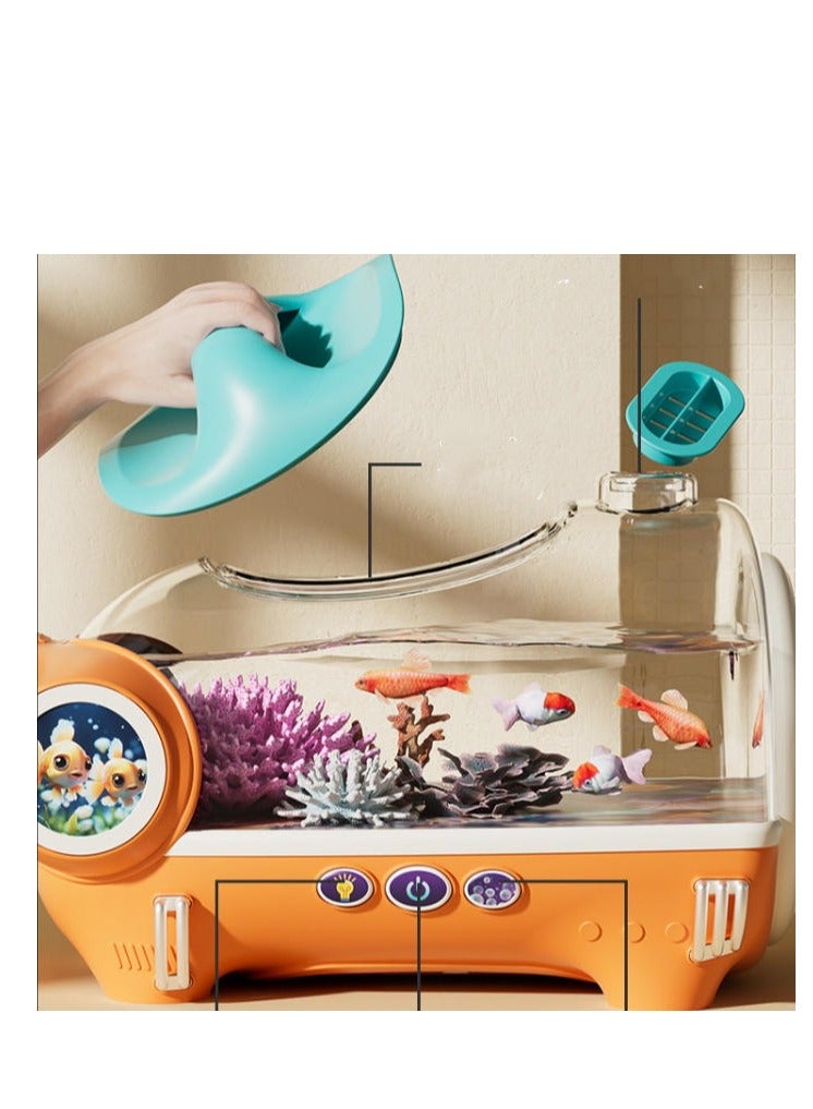 Baby Aquarium Fish Tank Observation Box Electric Oxygenation Scientific Observation with Light Dreamy Aquarium Educational Toy - Image 5