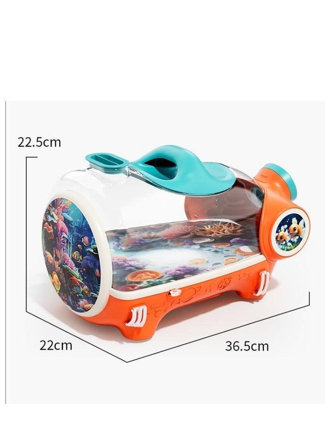 Baby Aquarium Fish Tank Observation Box Electric Oxygenation Scientific Observation with Light Dreamy Aquarium Educational Toy - Image 3