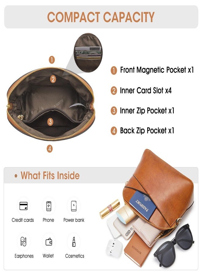 Kattee Leather Crossbody Bags for Women Trendy, Small Purses Handbags Shoulder Bag, Genuine Leather Cross Body Bag for Woman, Light Brown - Image 4