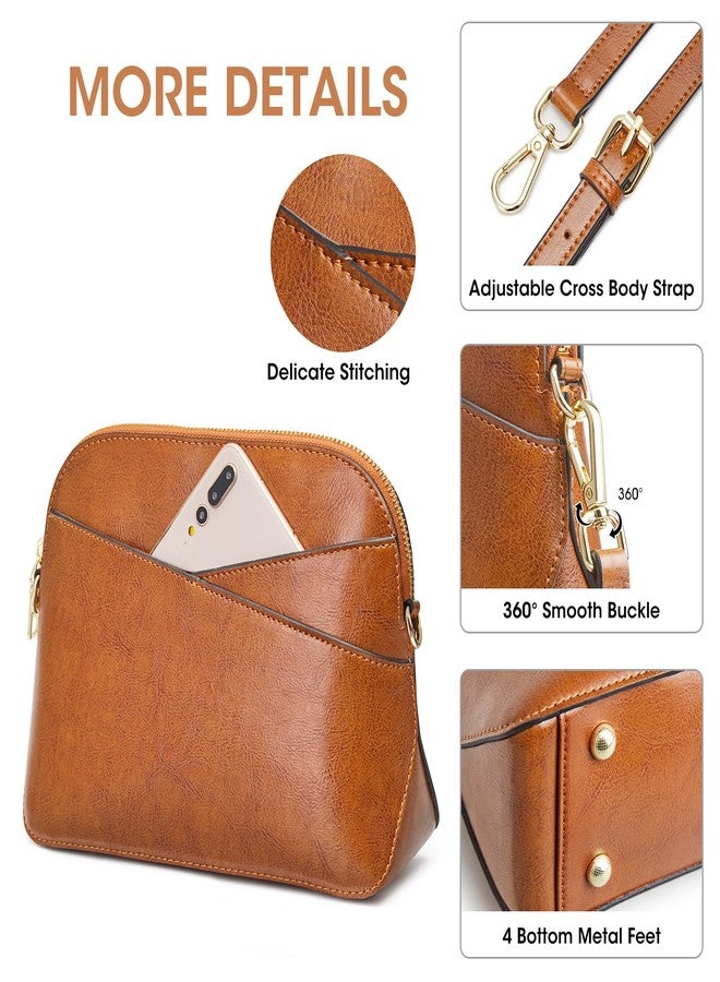 Kattee Leather Crossbody Bags for Women Trendy, Small Purses Handbags Shoulder Bag, Genuine Leather Cross Body Bag for Woman, Light Brown - Image 5