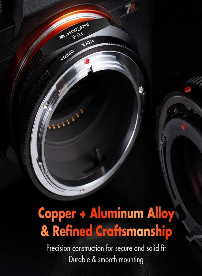 K&F Concept FD to E Mount Lens Mount Adapter for Canon FD FL Mount Lens to E NEX Mount Mirrorless Cameras with Matting Varnish Design for Sony A6000 A6400 A7II A5100 A7 A7RIII - Image 2