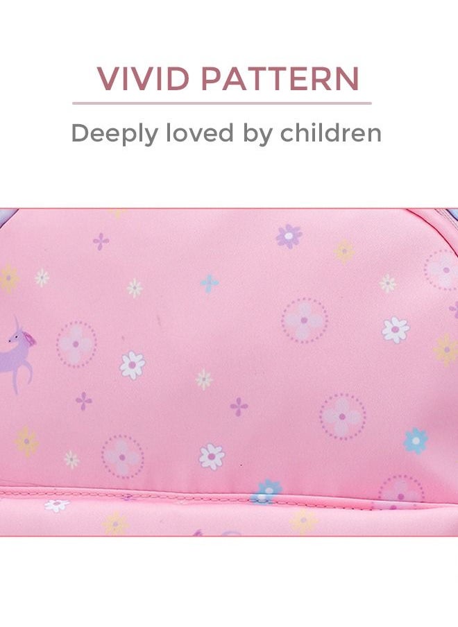 roaiss - 3PCS Children's Backpack Sets Printed Graphic Cute Student Backpack Set Functional Large Capacity School Bag Set for Kids Girls(Schoolbag+Shoulder Bag+Pencil Case)Blue Pink Fade Color - Image 1
