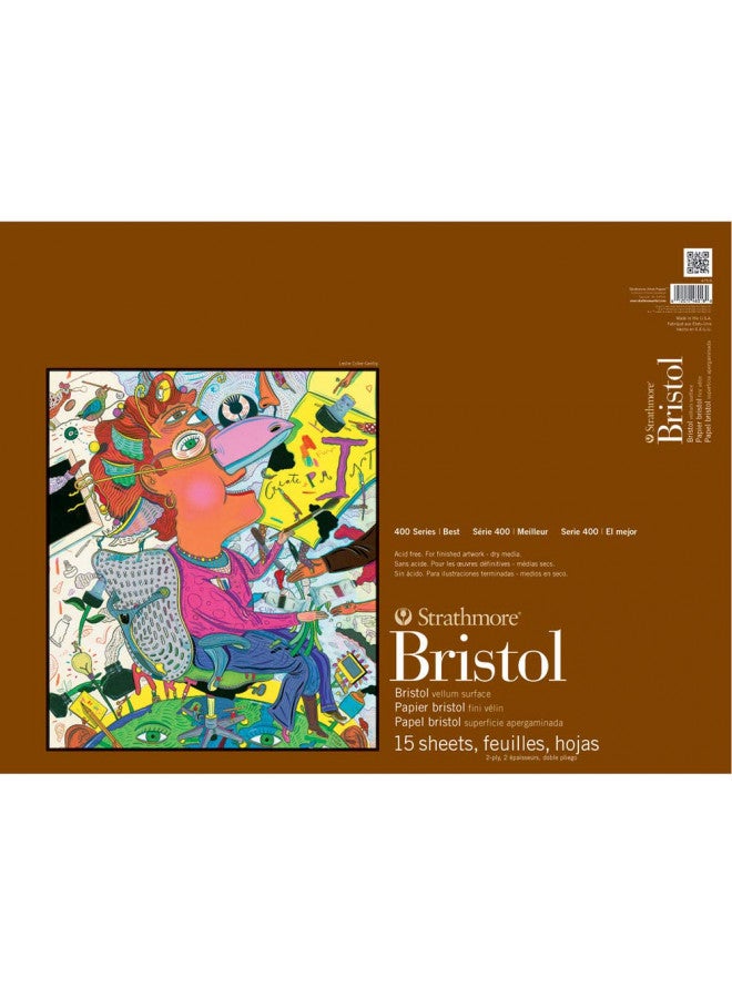 Strathmore 400 Series Bristol, 2-Ply Vellum, 18"x24" Tape Bound, 15 Sheets - Image 2