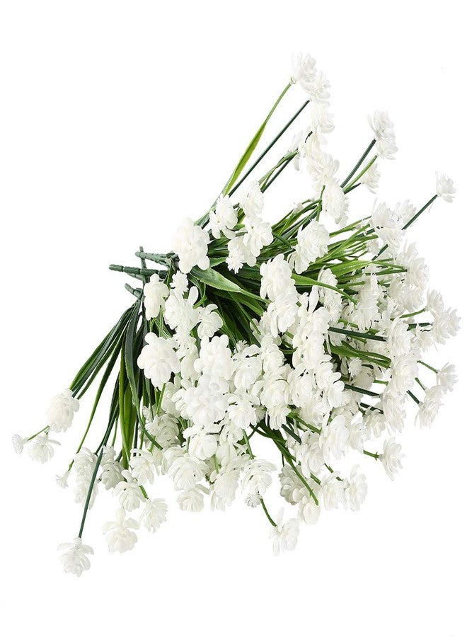 KLEMOO Artificial Flowers, 8 Bundles Fake Outdoor UV Resistant Greenery Faux Plants Shrubs for Indoor Outside Hanging Planter Home Office Wedding Farmhouse Decor (White) - Image 3