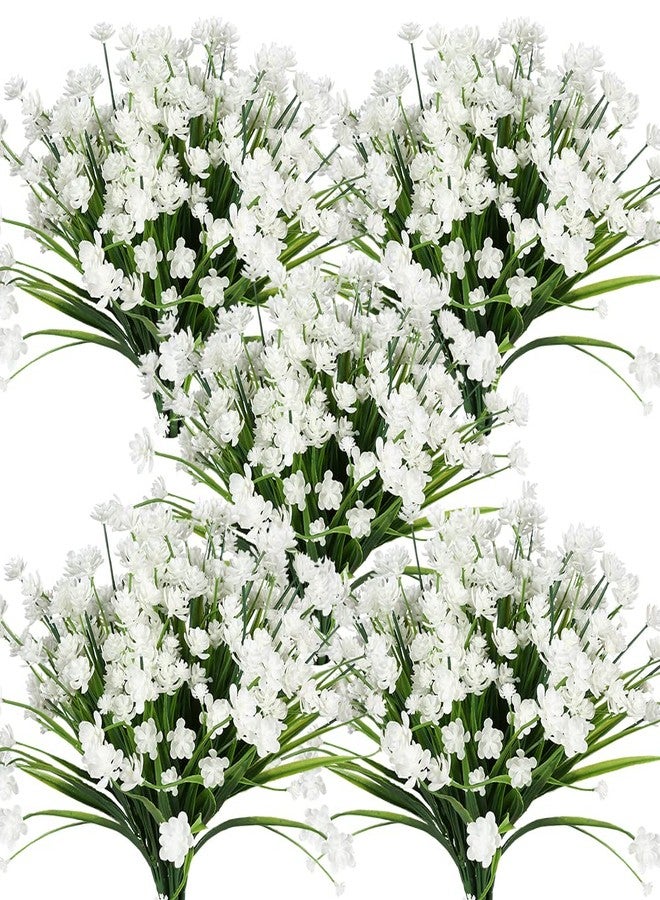 KLEMOO Artificial Flowers, 8 Bundles Fake Outdoor UV Resistant Greenery Faux Plants Shrubs for Indoor Outside Hanging Planter Home Office Wedding Farmhouse Decor (White) - Image 1