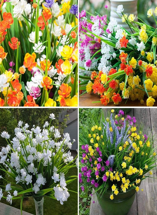 KLEMOO Artificial Flowers, 8 Bundles Fake Outdoor UV Resistant Greenery Faux Plants Shrubs for Indoor Outside Hanging Planter Home Office Wedding Farmhouse Decor (White) - Image 4