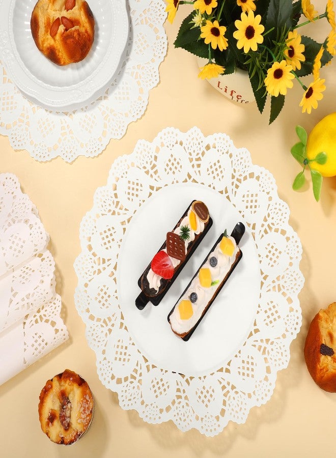 MCEAST 100 Pack Round White Paper Doilies 13.5 Inches Lace Paper Place Mats Rustic Scallop Doily Disposable Paper Table Pads for Food Cakes Crafts Party Weddings Tableware Decor - Image 4