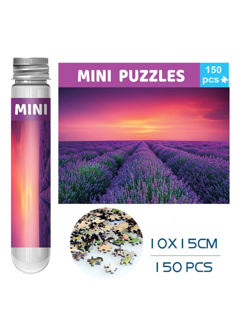 Mini Puzzle 150 Very Small Pieces 10x15cm Flower Field Design – Compact Jigsaw Puzzle for Adults and Kids – Portable Travel Puzzle for Brain Exercise and Stress Relief – Beautiful Nature Scene for Decoration and Gifting – High-Quality Precision Cut Puzzle for Focus, Patience, and Fine Motor Skills Development  - Image 1
