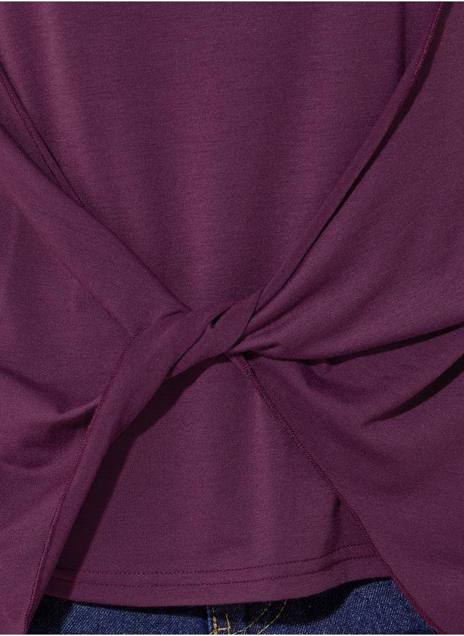 Take Two Solid Round Neck Front Twist Detail T-Shirt  - Image 3