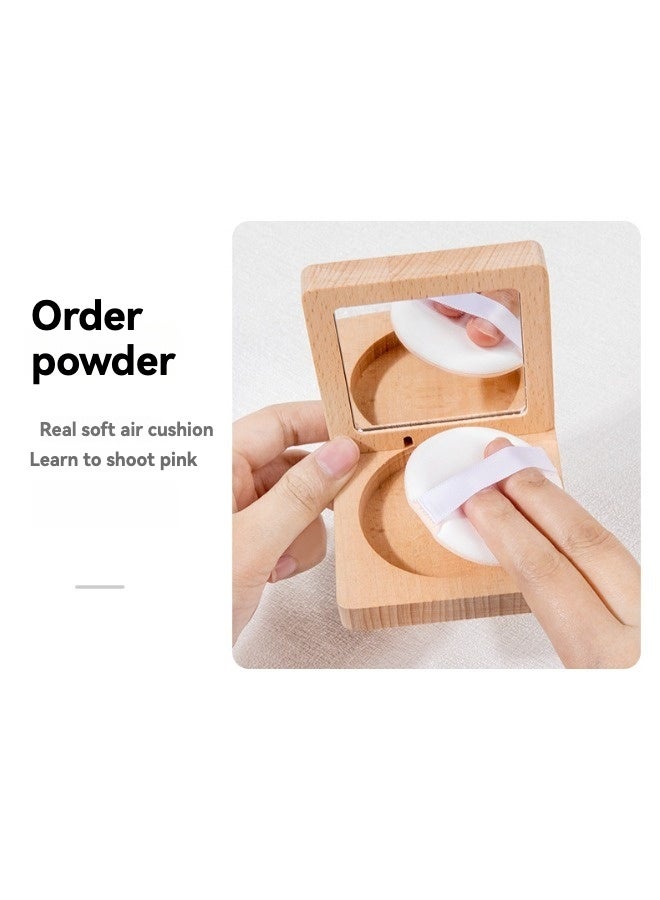 شبيلي شنتة مكياج خشبية لعبة تجميل للبنات مجموعة هدية 8 قطع للأطفال فوق عمر 3 سنوات مع مرآة - Image 5