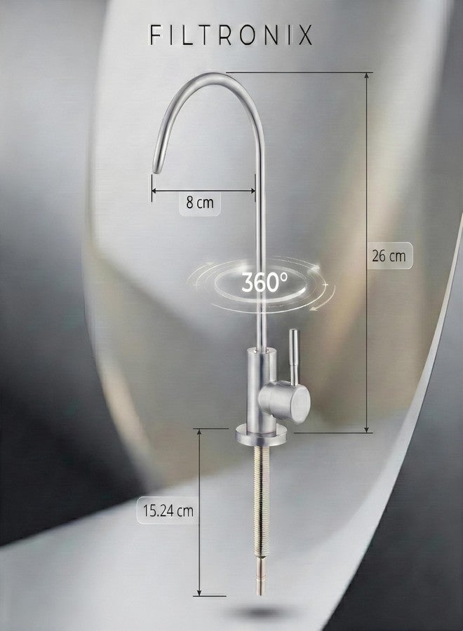 FILTRONIX صنبور فاخر من FILTRONIX® لنظام التناضح العكسي تحت الحوض للمطبخ | صنبور ممتاز يُركّب تحت الحوض لأنظمة التناضح العكسي | صنبور عالي التدفق من الفولاذ المقاوم للصدأ للمطابخ الجاهزة | حل أنيق وذكي للمياه - Image 3