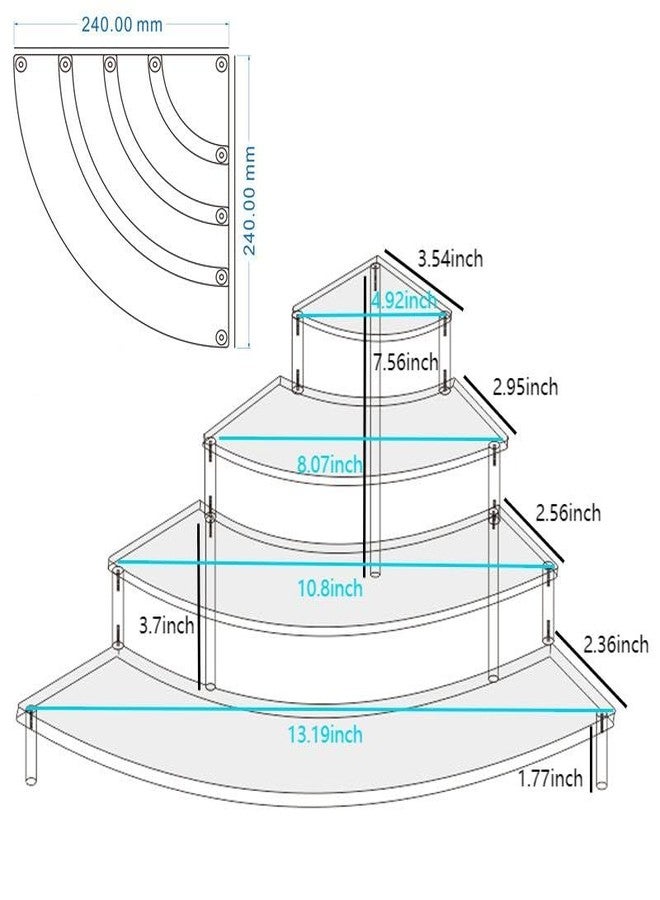 جونيس حامل عرض صغير من الأكريليك الشفاف من جونيس، حامل عرض مكتبي من 4 طبقات للتماثيل الصغيرة والدمى، رف زاوية للمنزل والمكتب - Image 2