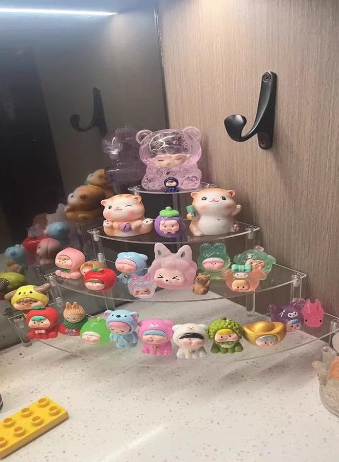 جونيس حامل عرض صغير من الأكريليك الشفاف من جونيس، حامل عرض مكتبي من 4 طبقات للتماثيل الصغيرة والدمى، رف زاوية للمنزل والمكتب - Image 3