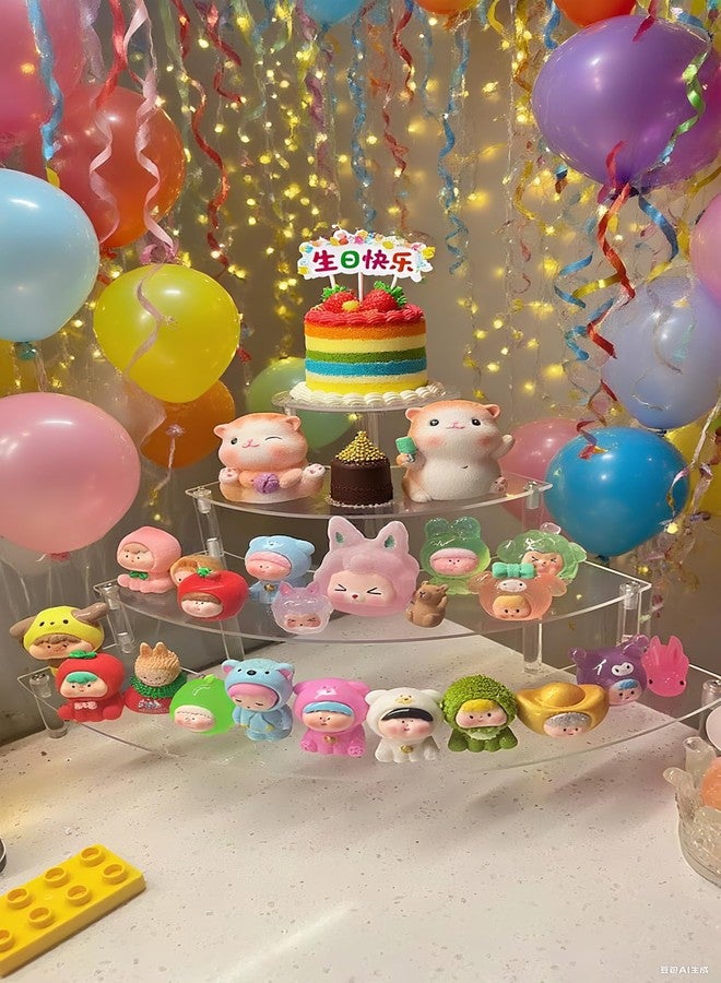 جونيس حامل عرض صغير من الأكريليك الشفاف من جونيس، حامل عرض مكتبي من 4 طبقات للتماثيل الصغيرة والدمى، رف زاوية للمنزل والمكتب - Image 5