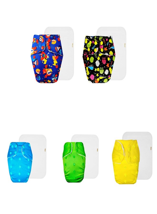 Dumbledo Premium Cloth Diaper with Cotton Insert (Pack of 5) | Dry Feel and Comfortable | Leakproof | Easy to Clean | Everyday Diapering Essential | 3 Months - 3 Years | Unisex Baby - Image 1