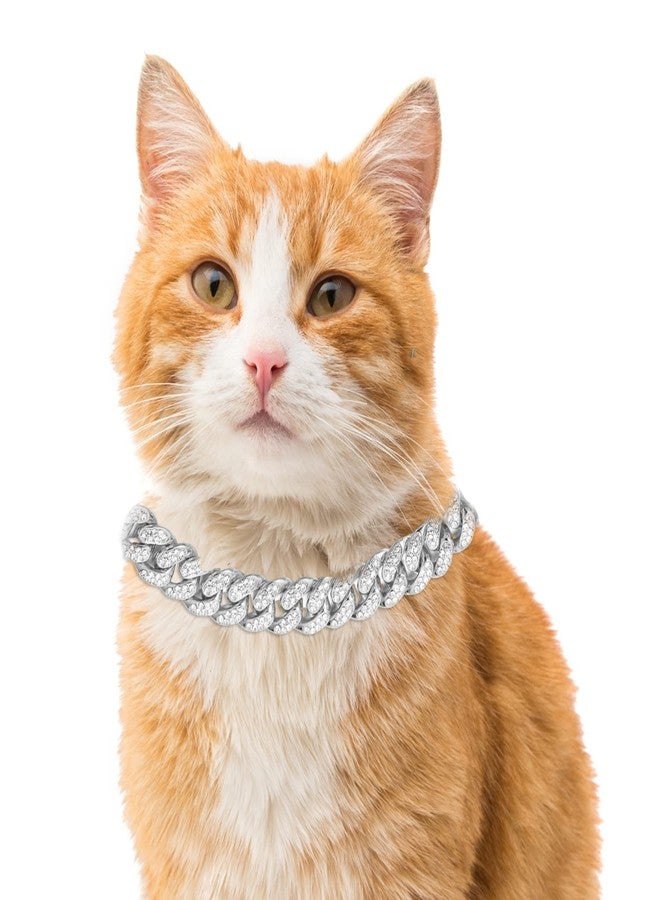 Halukakah Cat Collar - Carat - Iced Out Diamond Cuban Link Gold Chain for Cats & Kittens - Platinum Plated 9" Collar Size - for Decoration Only - Get Your Cat Catwalk Ready - Image 1